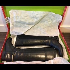 Tory Burch Black Leather Buckle Boot